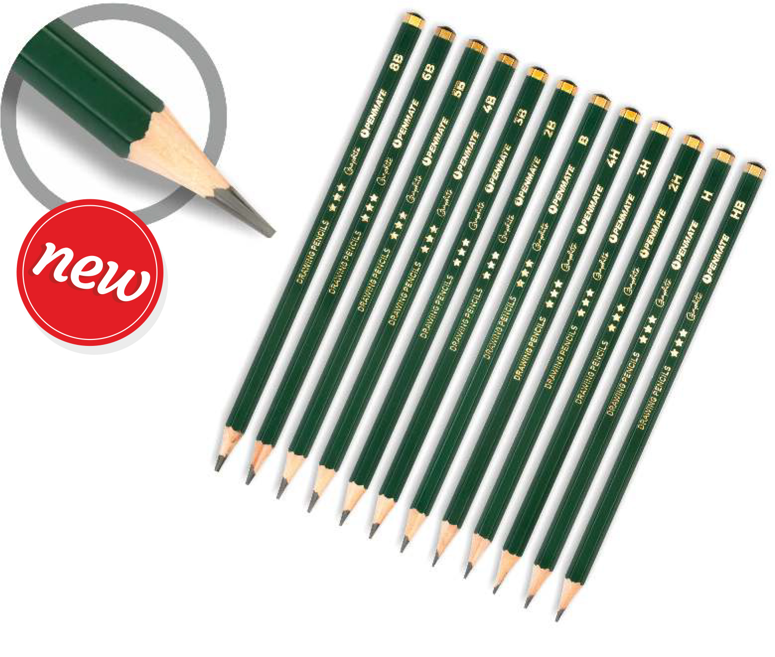 Карандаш простой графитный технический для черчения и графичесских работ Fine Art 5В Penmate - фото 4