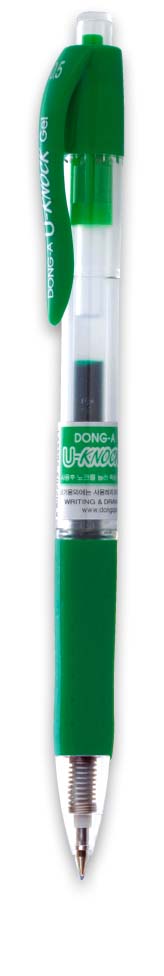 Гелева ручка авт. U-KNOCK 0,5мм., корпус прозор., ст. зелен. Dong-A - фото 1