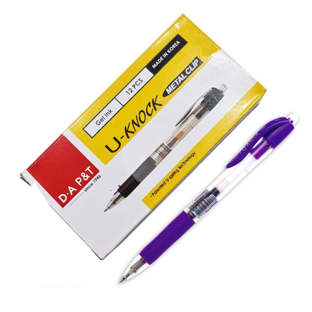 Гелева ручка авт. U-KNOCK 0,5мм., корпус черн., ст. фіолет. Dong-A - фото 2