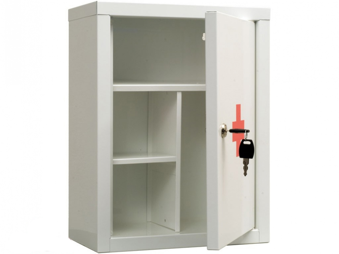 Аптечка медична 1 двері, 2 полиці (390*300*160) метал., замок, біл. Практик - фото 2