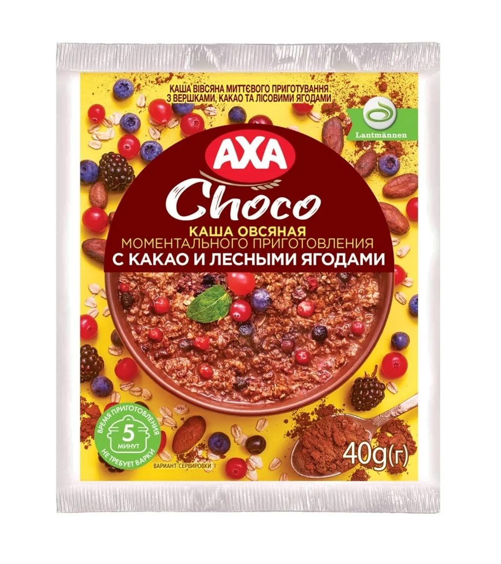 Каша овсяная 40г, Сливки/лесные ягоды и какао AXA - фото 1