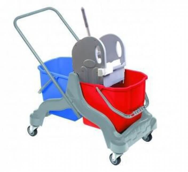 Тележка для уборки на 2 ведра, 25л.+25л., Миди, пластик/металл, серый Uctem - фото 1