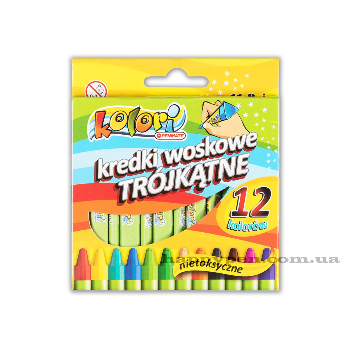 Карандаши восковые 12цв. Premium Kolori треугольные Penmate - фото 3