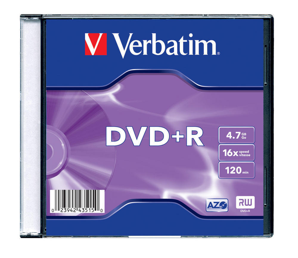 Диск DVD+R 4.7 Gb/120min 16x slim Verbatim - фото 1