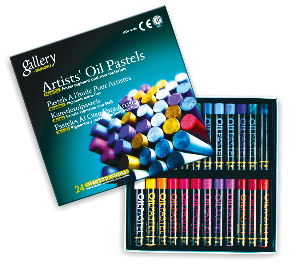 Пастель масляная 24цв., металлик, MOP-24M Mungyo - фото 1