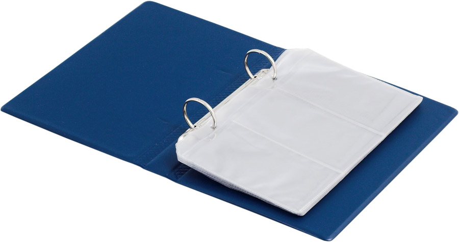 Візитниця на кільцях 120 візиток, вінілова обкладинка, син. BuroMax - фото 2