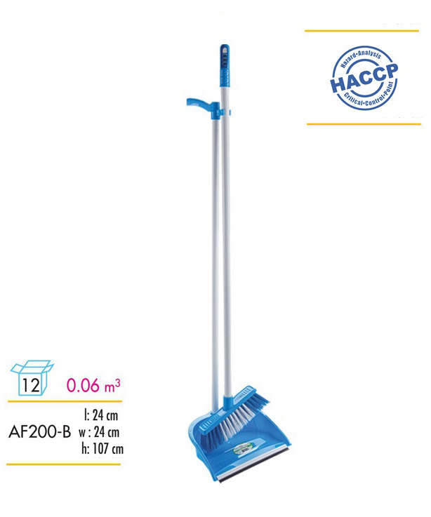Набор для уборки помещений: щетка с длинной ручкой и совок для мусора, AF200, син. Uctem - фото 1