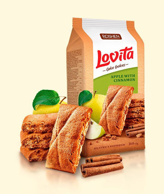 Печенье Lovita Cake Cookies Яблоко-корица 168гр.  Roshen - фото 1