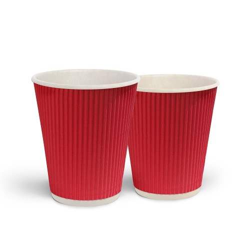 Стакан бумажный гофрированный 275мл., термо, 25шт./уп., красн. Украина - фото 1