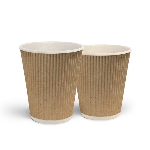 Стакани одноразові паперові гофровані 175мл., термо,  25шт/уп.,  крафт Україна - фото 1