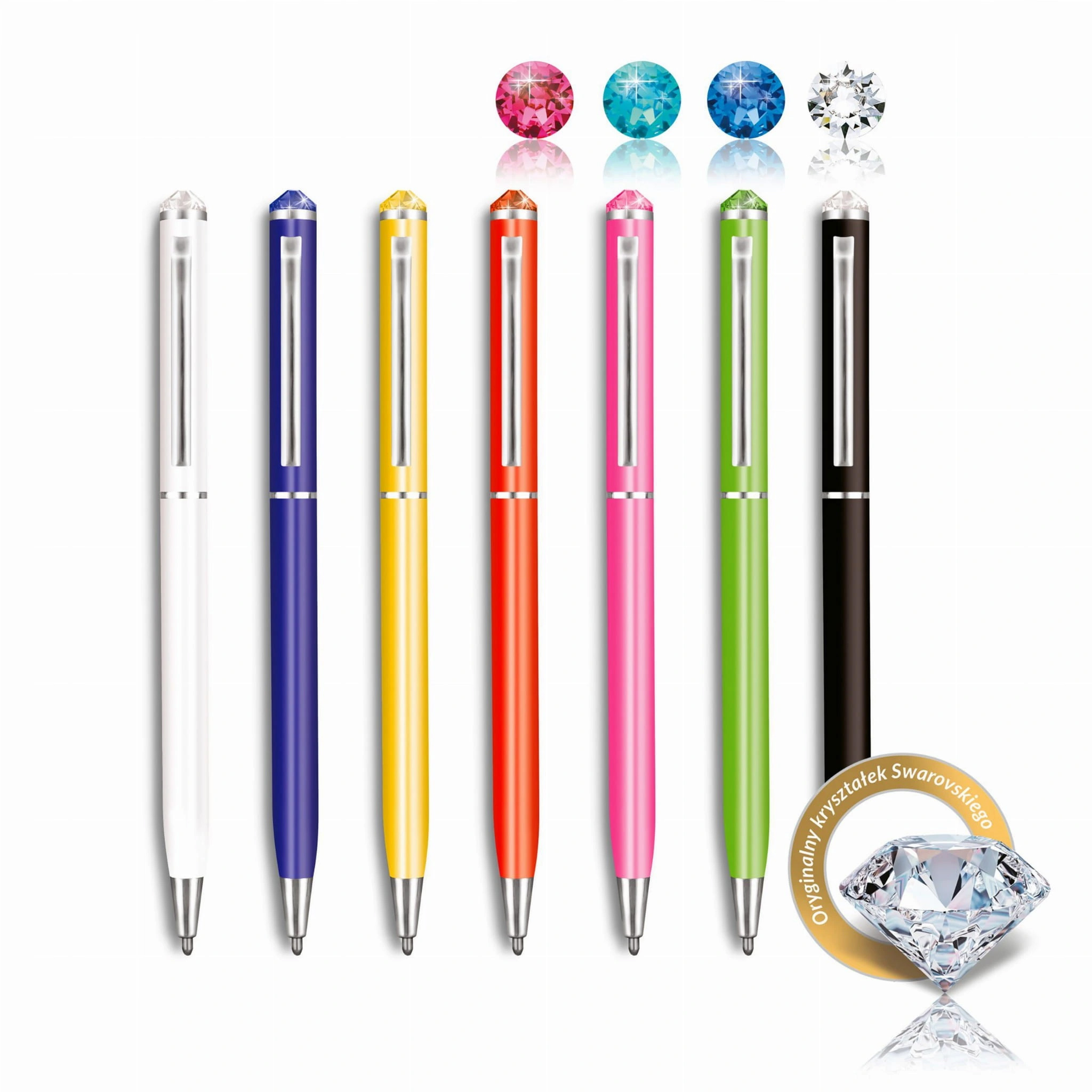 Ручка кулькова автоматична CRISTALLO з кристалом Swarovski, стерж. син., мет. корп., асорті Penmate - фото 3