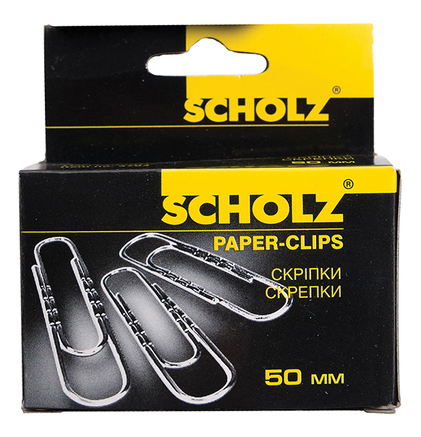 Скріпки 50мм., никель., прямі, рельєфні, 100шт., картон. уп. Scholz - фото 3