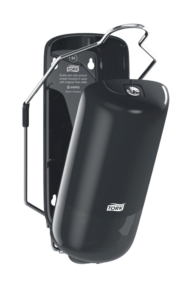 Диспенсер для рідкого мила, пластиковий, з ліктьовим приводом Elevation, 1л, пластик, (S1), чорн. Tork - фото 4