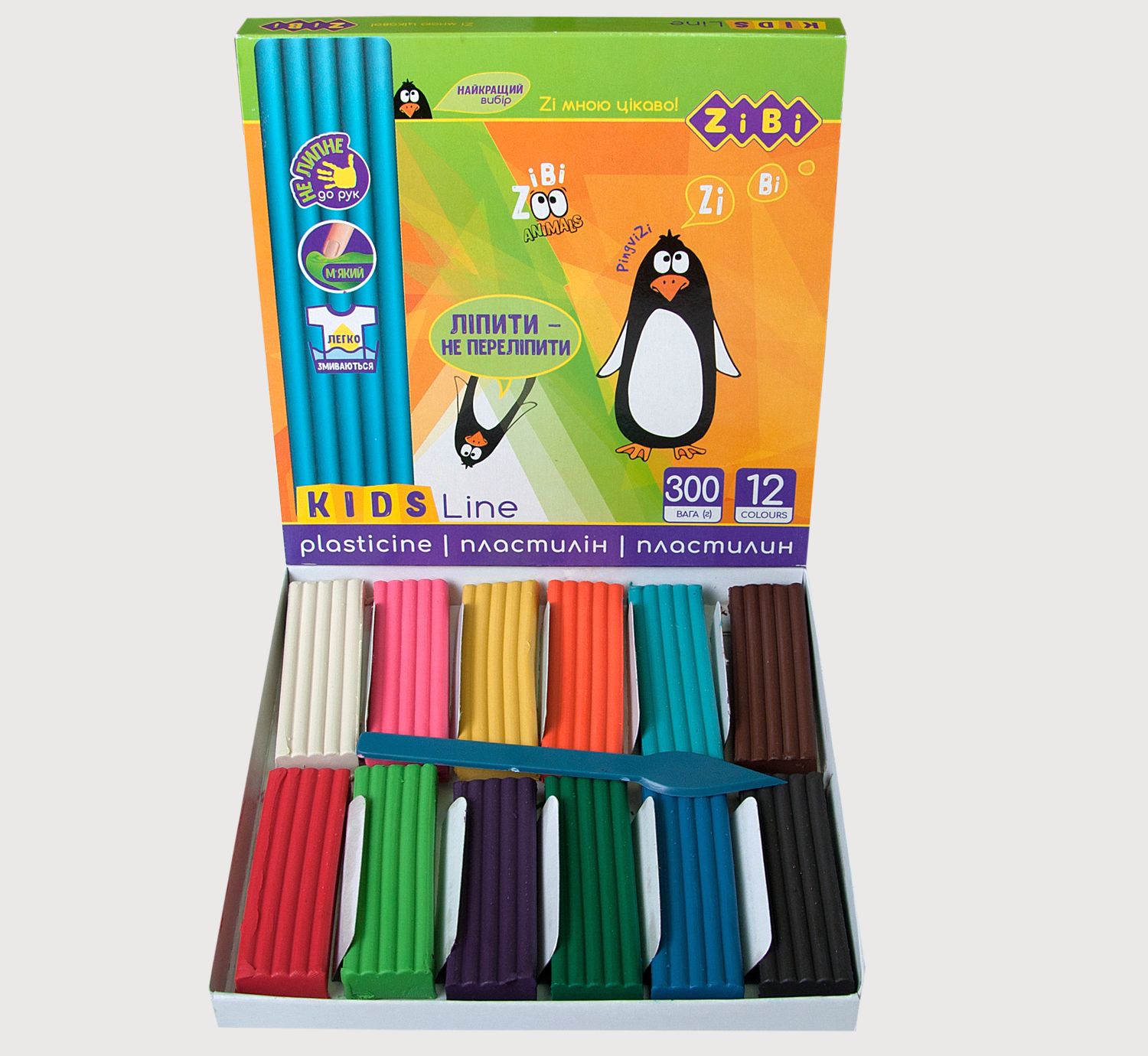 Пластилін 12кол., 300гр., стек ZiBi - фото 2