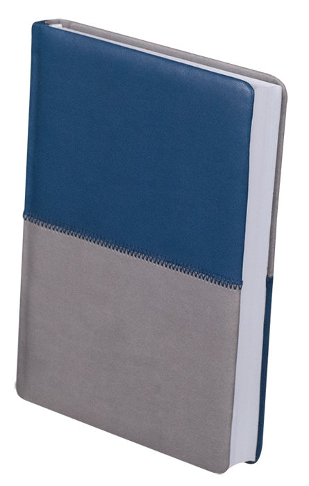 Ежедневник не датированный QUATTRO, 150*210мм., 144л., кож.зам., линейка, син.-  сер. BuroMax - фото 1