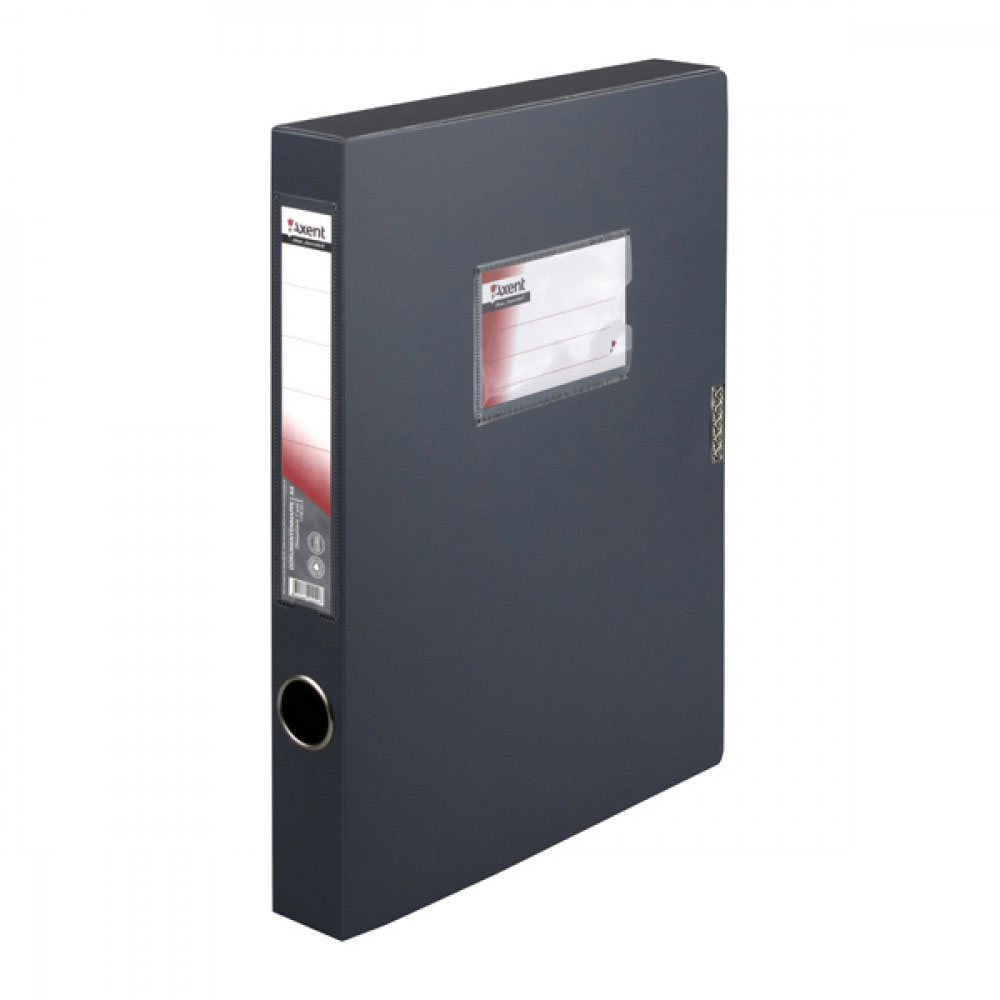 Папка-бокс на липучці А4, 36мм., сір. Axent - фото 4