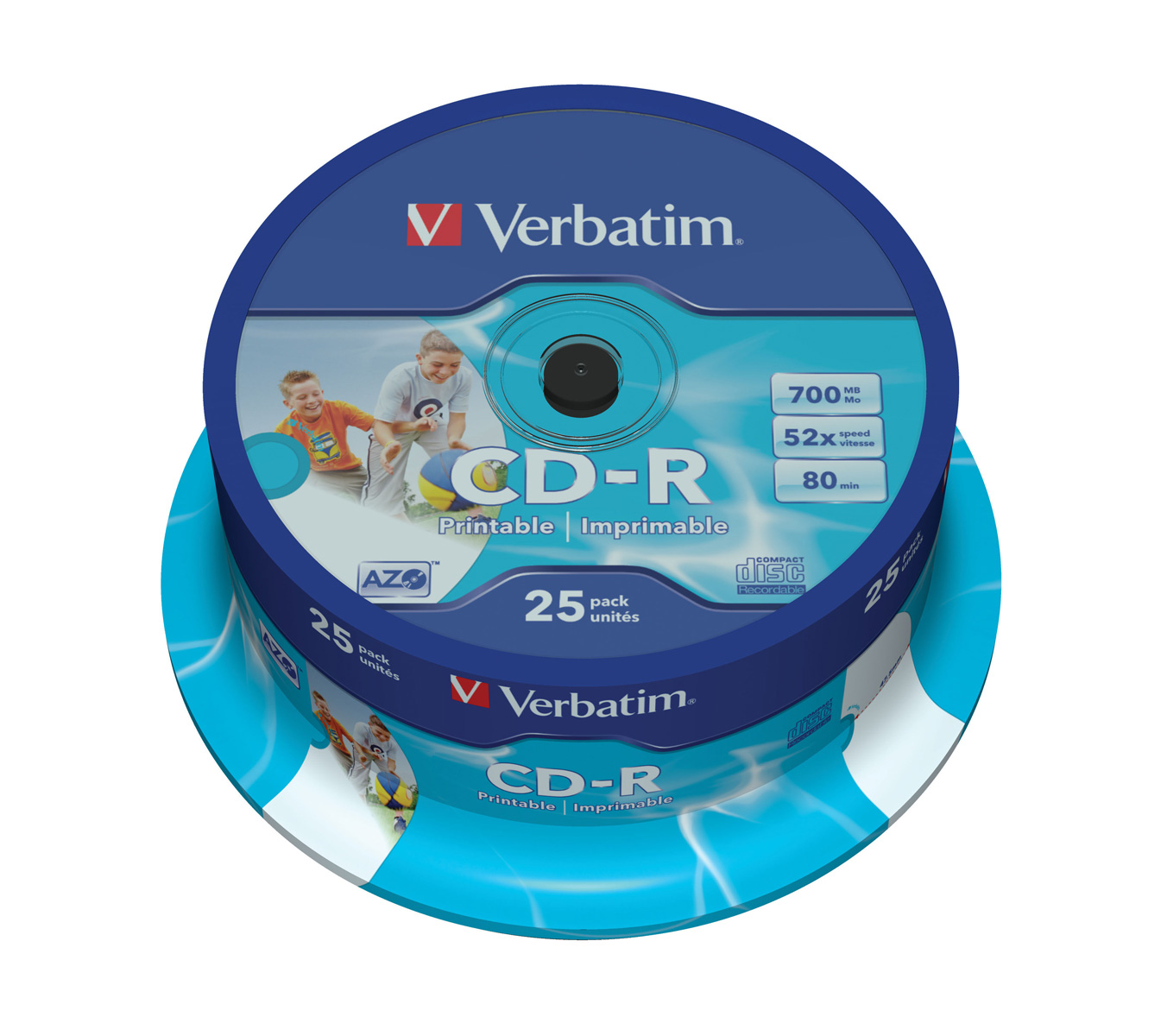 Диск CD-R 700Mb/80min 52x 25шт/уп. Cake Box Printable Verbatim - фото 1