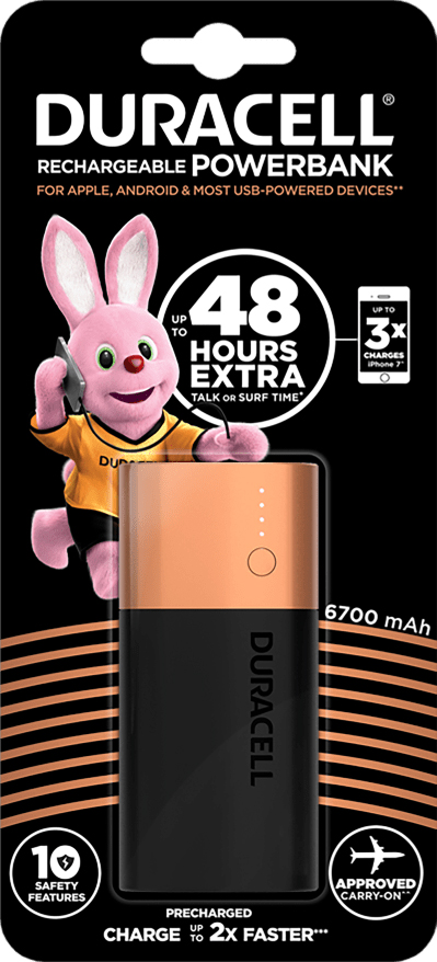 Акумулятор-зарядка Power bank, емність 6700мАч, вихід 2,4А - 1 USB, вхід - microUSB Duracell - фото 8