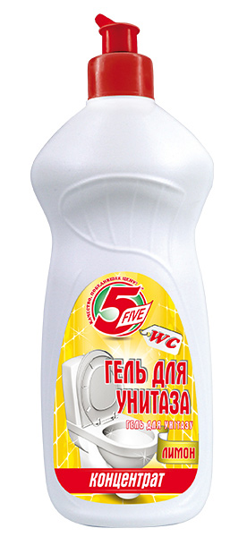 Средство для чистки унитазов гель, 500мл. Лимон 5 Five - фото 1