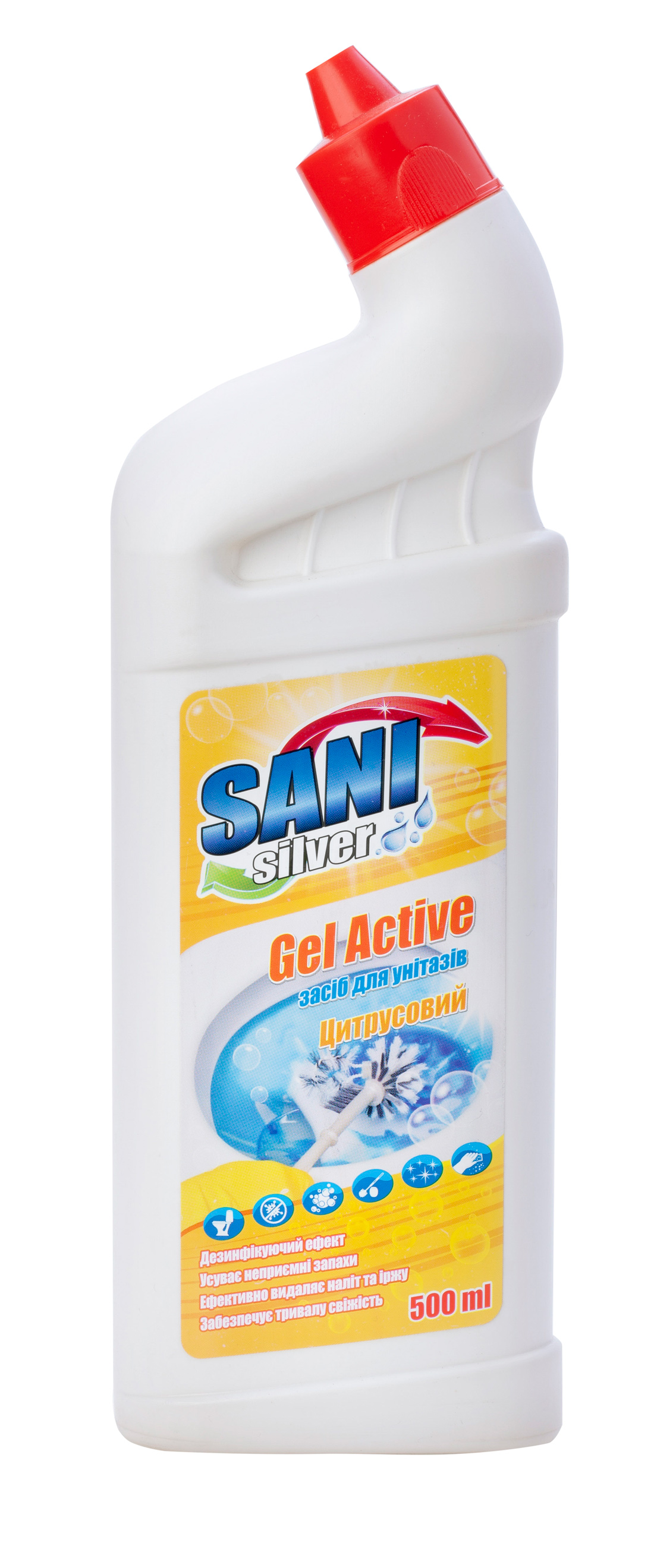 Засіб для чищення унітазів гель,500мл.Цитрус Sani Silver - фото 1
