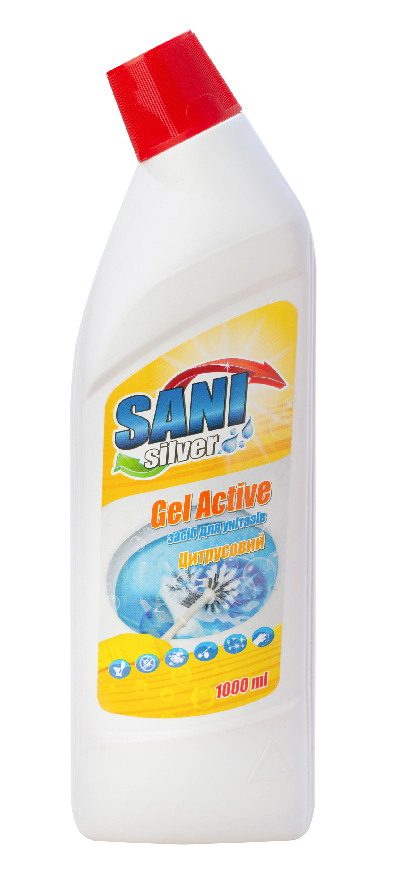 Засіб для чищення унітазів гель, 1000мл.Цитрус Sani Silver - фото 1