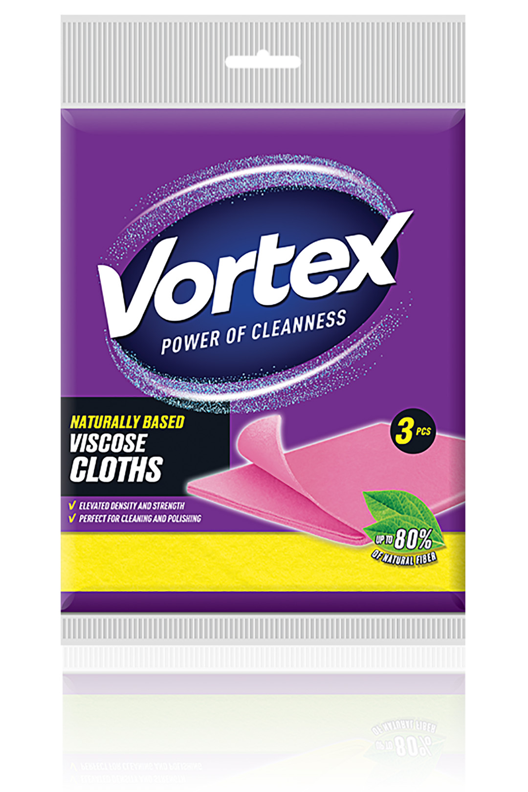 Салфетки вискоза для уборки универсальные, 38*38см., 3шт./уп. Vortex - фото 1