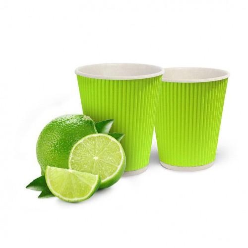 Стакани одноразові паперові гофровані 110мл., термо,  25шт/уп., салат. Україна - фото 1