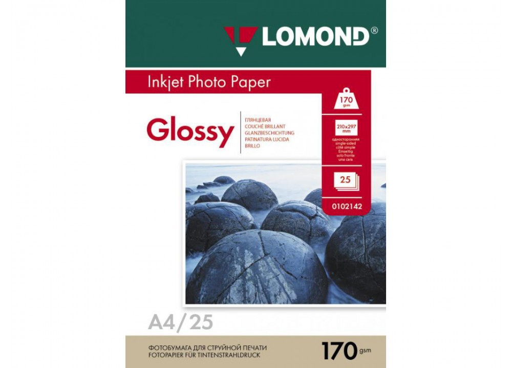 Фотобумага глянцевая А4, 170г./м2., 25листов Lomond - фото 1