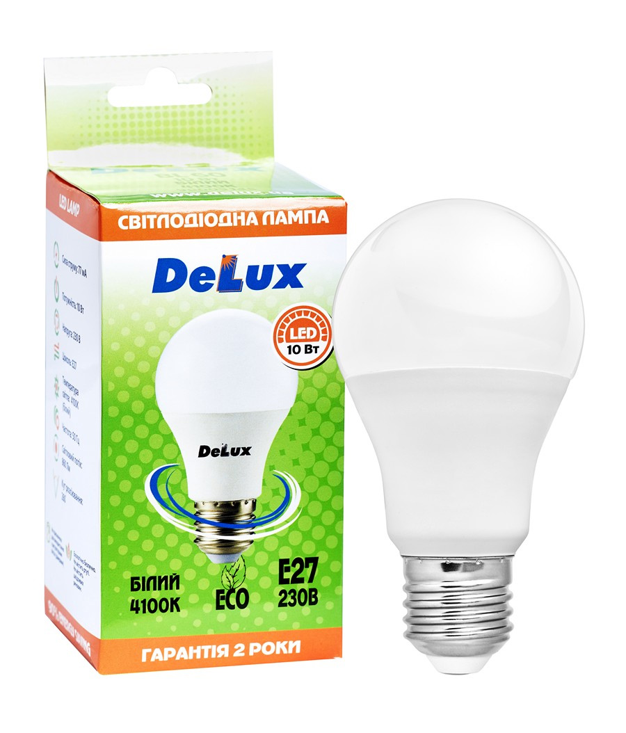 Лампа светодиодная LED Е27 BL60 10Вт. 4100К, бел. DeLux - фото 2