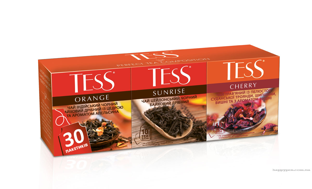 Чай в наборе пакетированный №4 Cherry/Sunrise/Orange, 30шт. Tess - фото 1