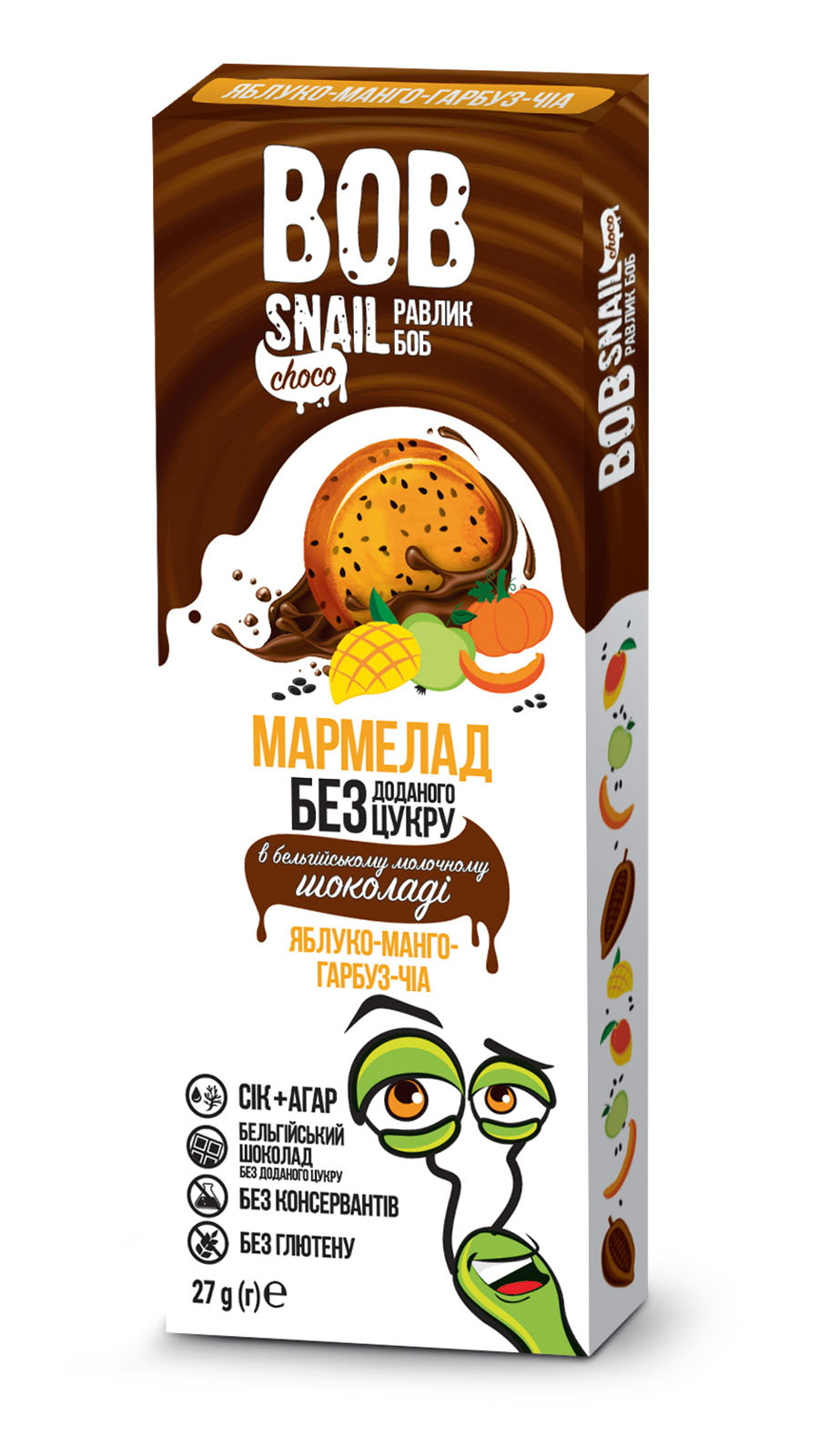 Мармелад натуральний в бельгійському молочному шоколаді Яблуко-Манго-Гарбуз-Чіа 