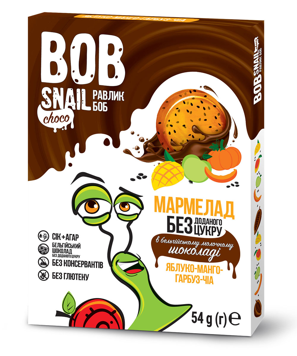 Мармелад натуральний в бельгійському молочному шоколаді Яблуко-Манго-Гарбуз-Чіа 
