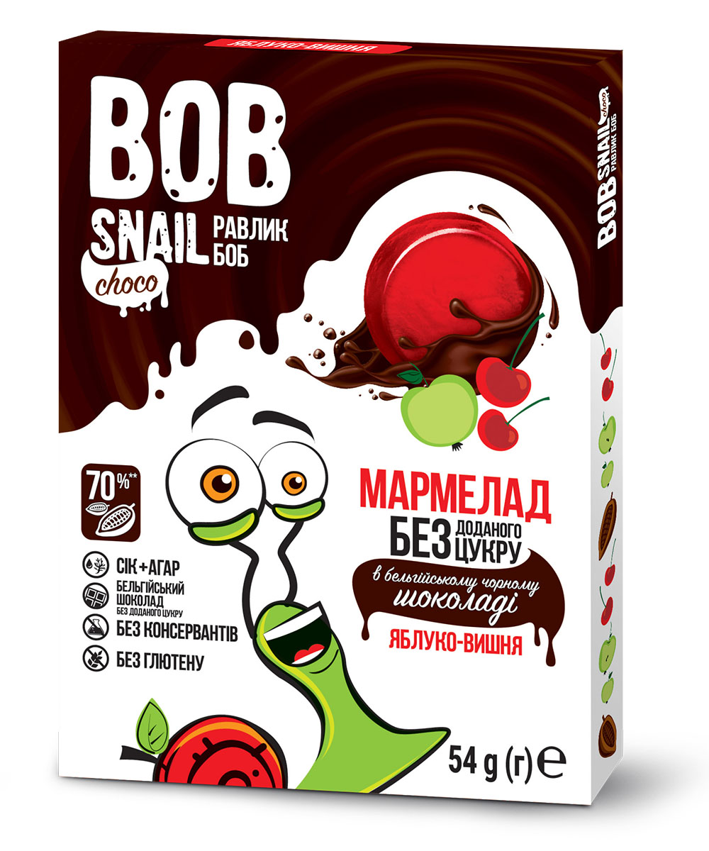 Мармелад натуральний в бельгійському чорному шоколаді Яблуко-Вишня 