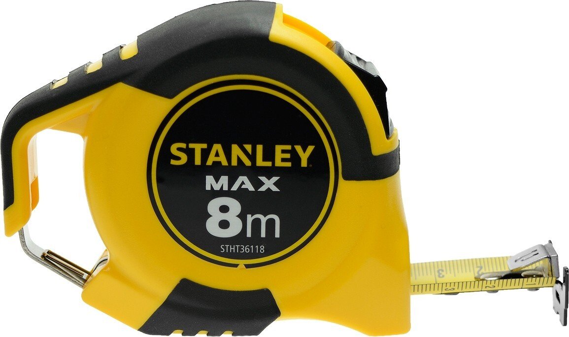 Рулетка 8м.*25мм. MAX, корпус прогумований STANLEY - фото 2