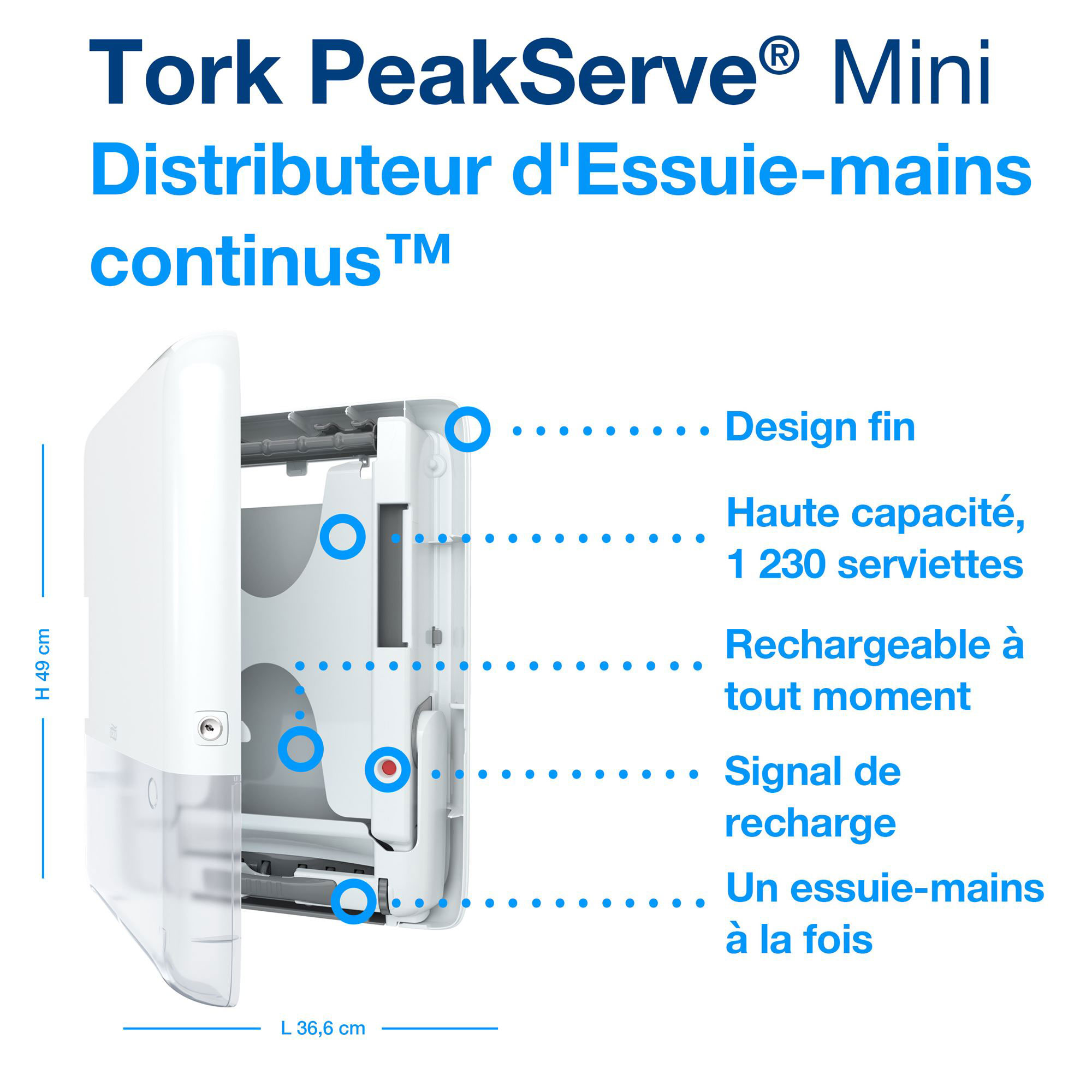 Диспенсер для полотенец, с непрерывной подачей PeakServe Мини, Elevation, (H5), бел. Tork - фото 6