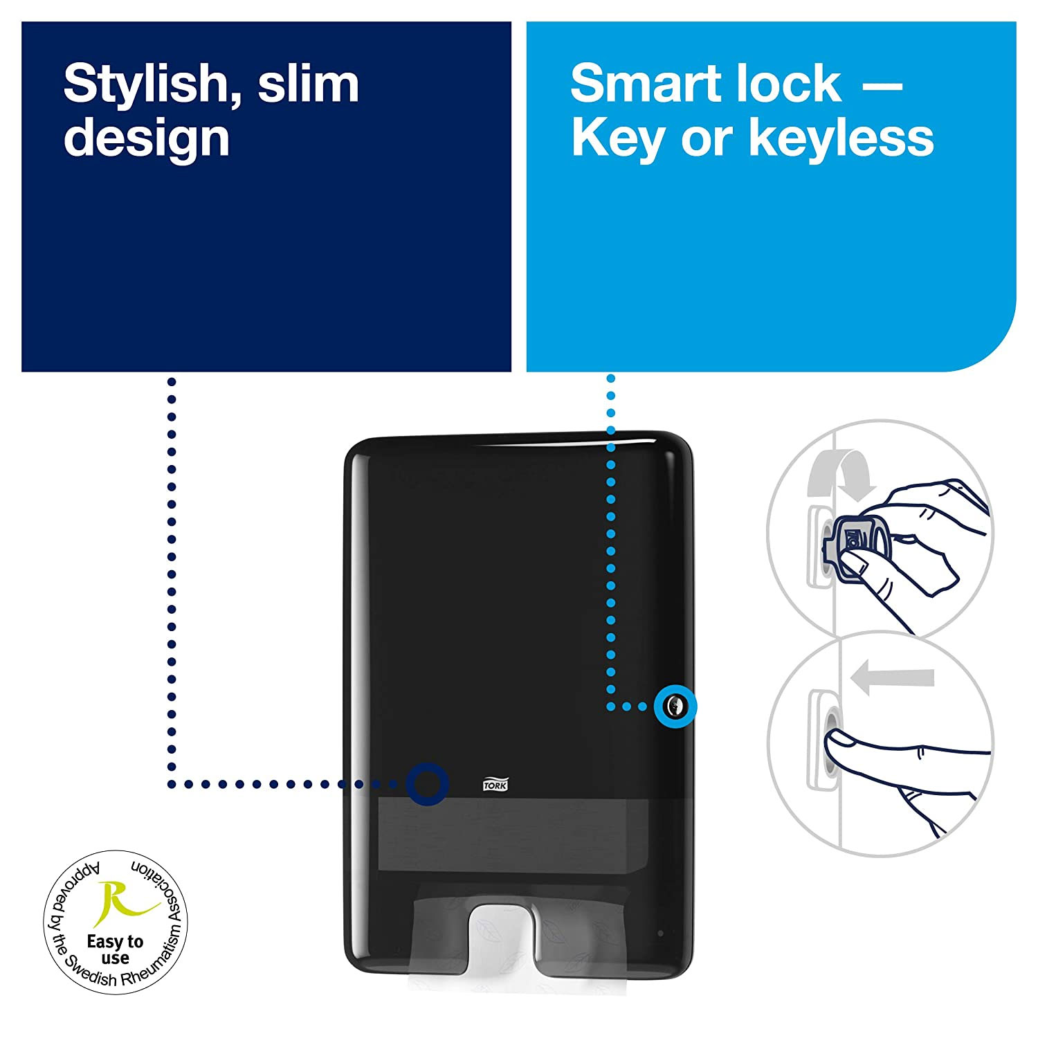 Тримач для рушників узкопанельних, Elevation, Максі, (H2), чорн. Tork - фото 4