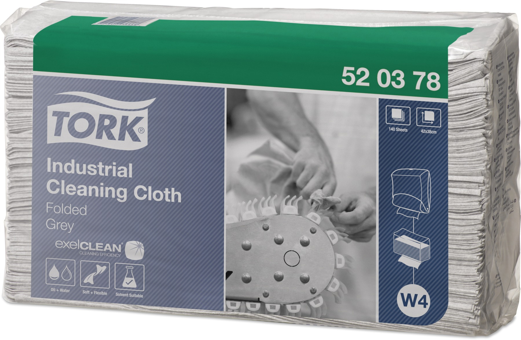 Протирочный материал универсальный Premium 520, 1-сл., 38,5*42,8см., 140шт./уп., серый W4 Tork - фото 1