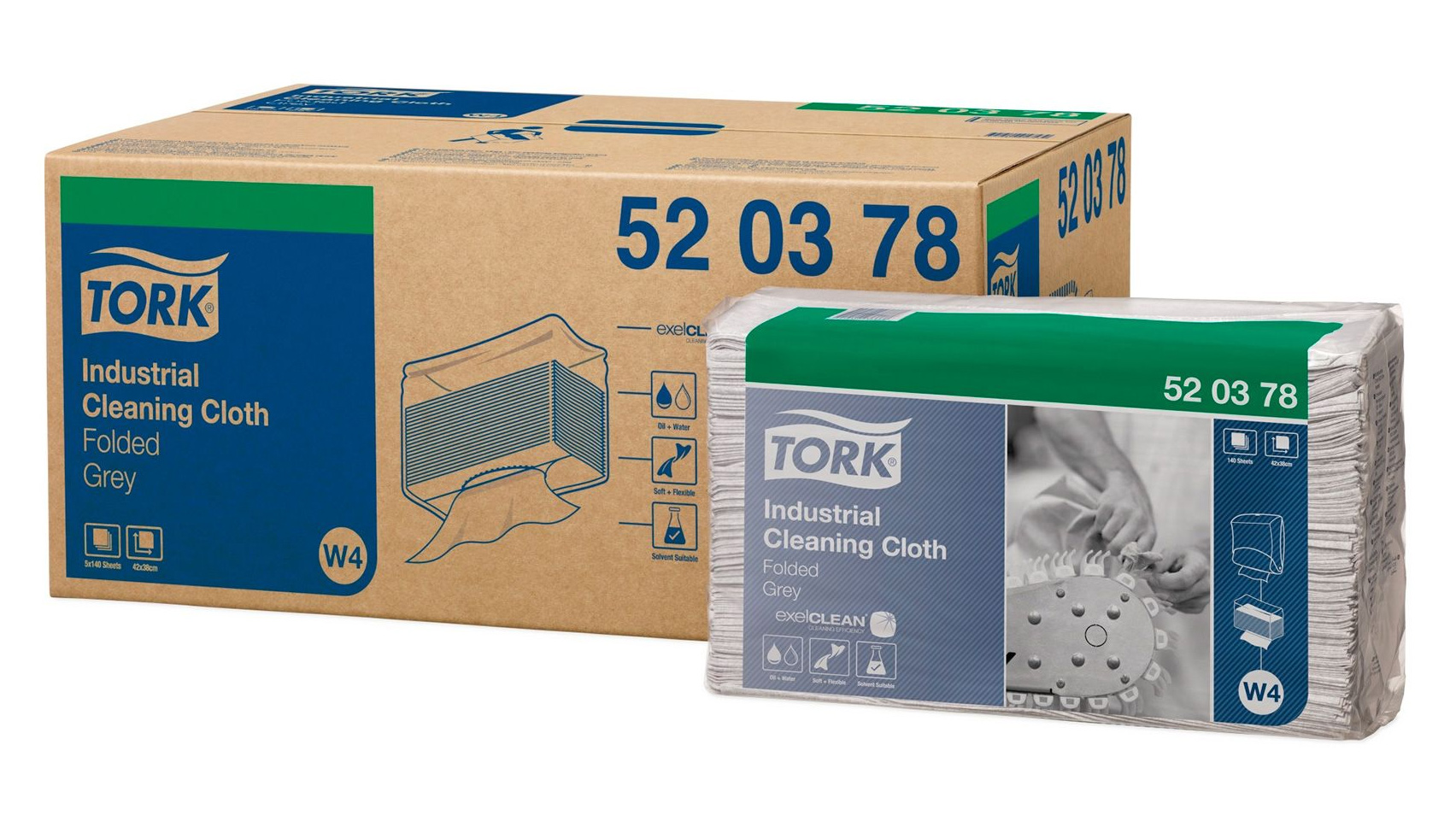 Протирочный материал универсальный Premium 520, 1-сл., 38,5*42,8см., 140шт./уп., серый W4 Tork - фото 2