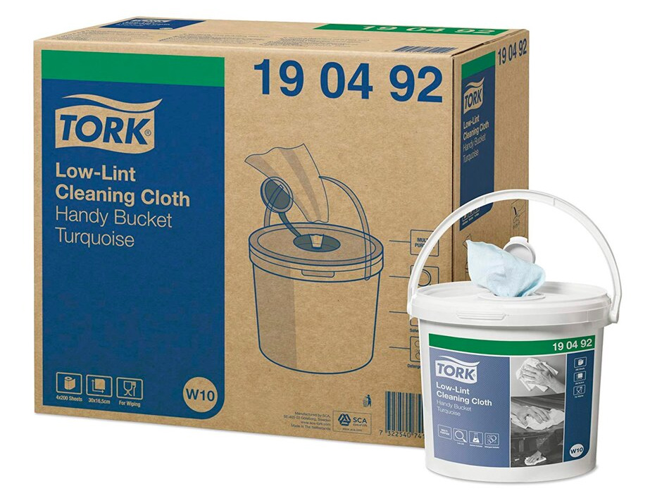 Протирочный материал нетканный Premium + ведро диспенсер., 28*17,5см., 250шт./уп., голуб. W10 Tork - фото 3