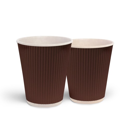 Стакан бумажный гофрированный 275мл., термо, 25шт./уп., коричн. Украина - фото 1