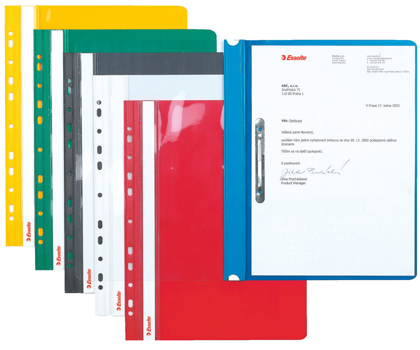 Скоросшиватель с прозрачным верхом, плотный, европерфорация, 10шт./уп., красн. Esselte - фото 1