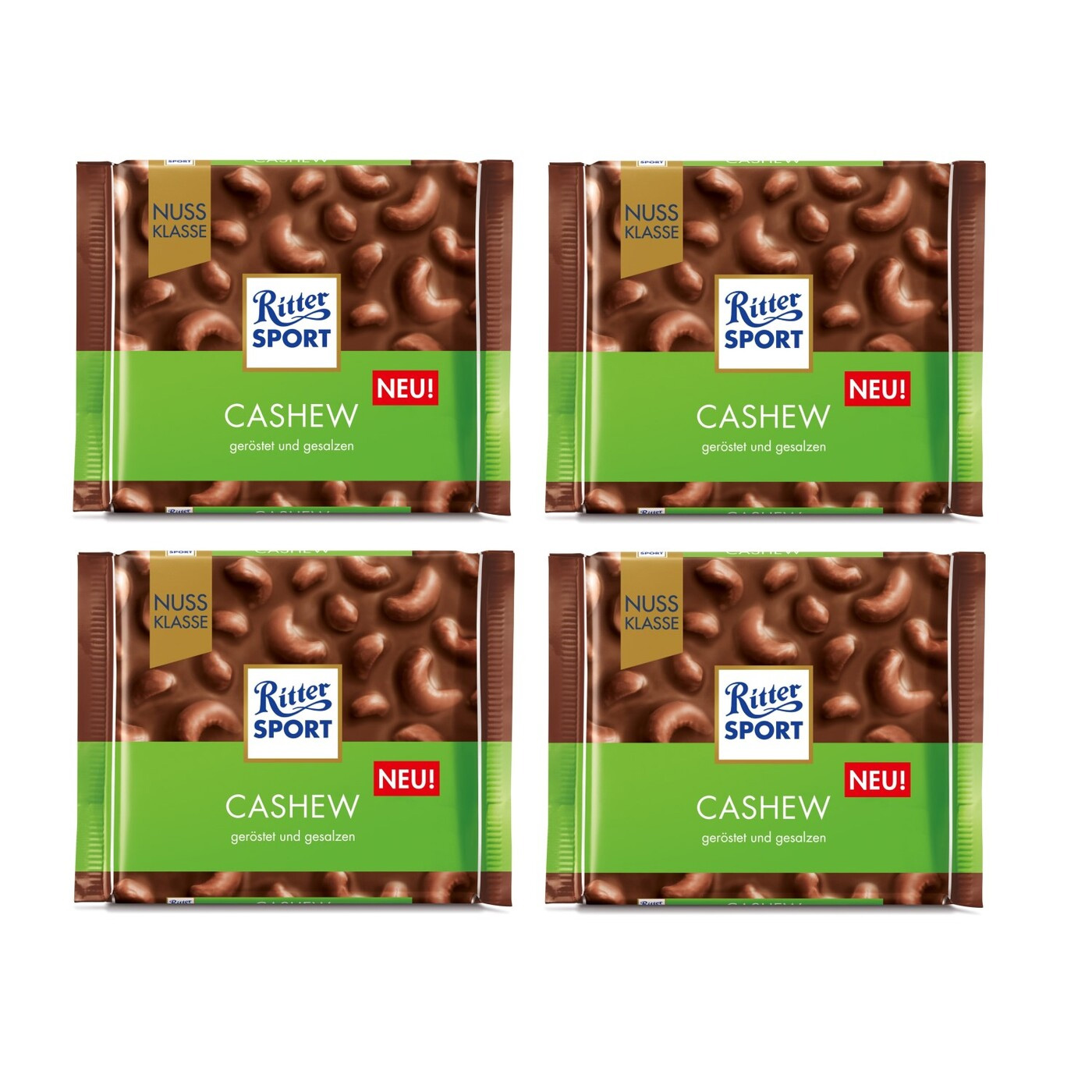 Шоколад Ріттер Спорт в молочному шоколаді з цільним горіхом кешью, 100г. Ritter Sport - фото 3