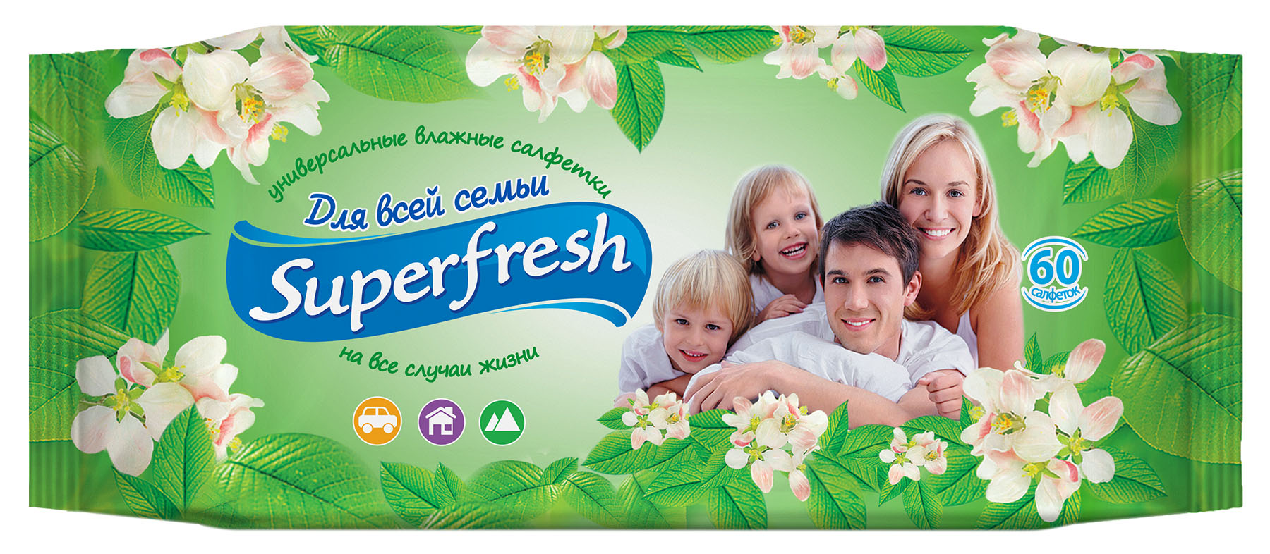 Салфетки влажные для всей семьи, 60шт./уп. Super Fresh - фото 1