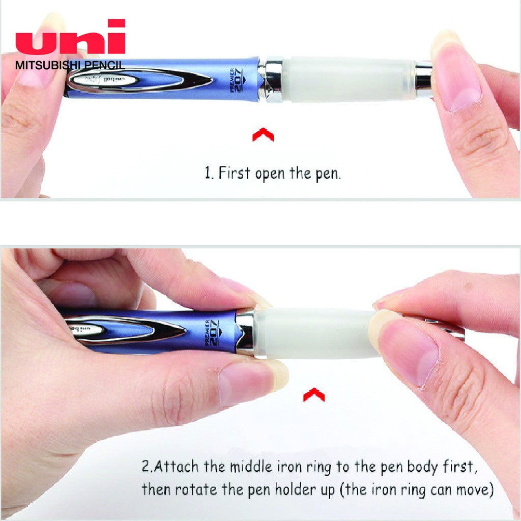 Гелевая ручка автомат. Signo 207 Premier, 0,7мм., корпус син., стержень черн. Uni - фото 2