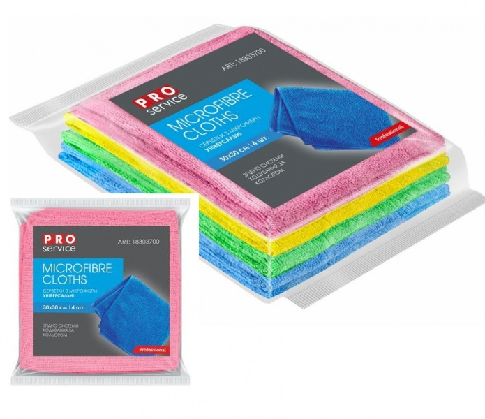 Микрофибра салфетка для уборки Микс 30*30см, 4шт./уп. PROservice - фото 3