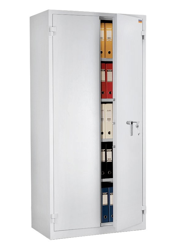 Шафа вогнестійка на 4 полиці, дві двері (1950*930*520) металева,  з замком, сірий Valberg - фото 3