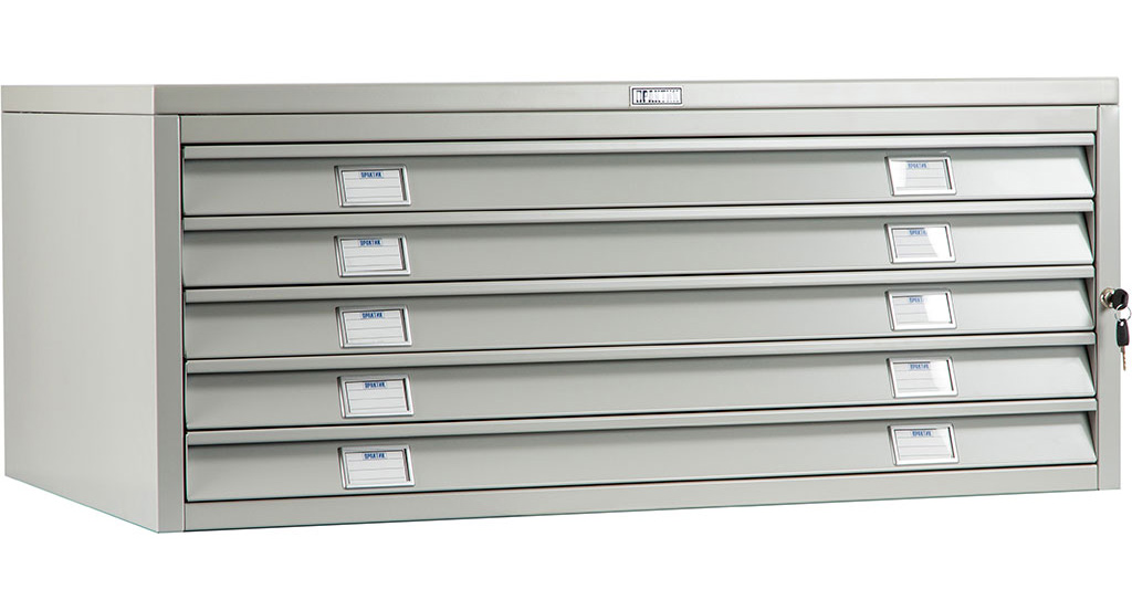 Шкаф картотечный, для подвесных файлов, 5 ящиков, (1330*920*415мм.) Верх, метал., замок, серый Практик - фото 2