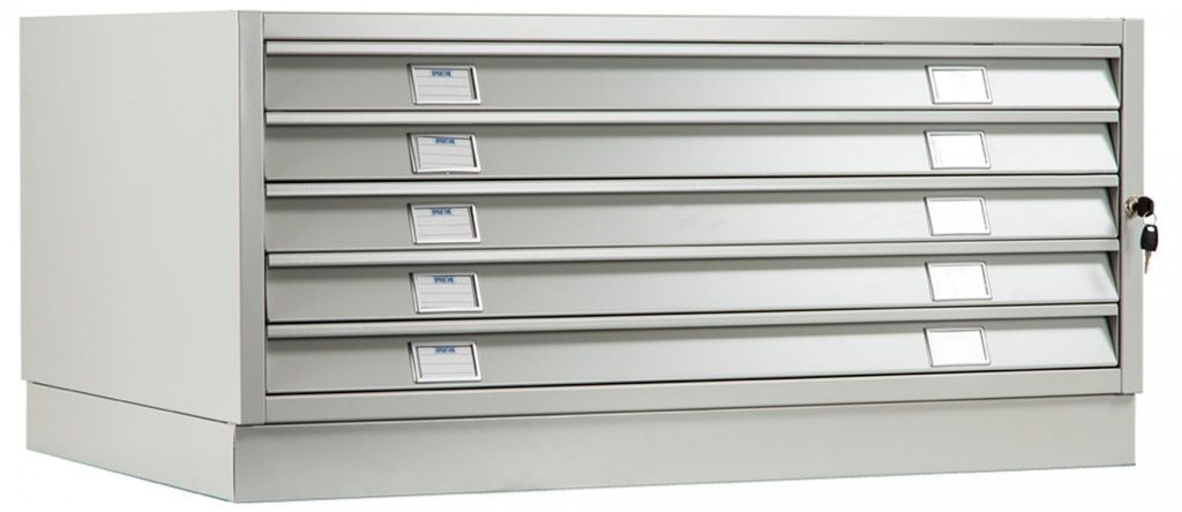 Шкаф картотечный, для подвесных файлов, 5 ящиков, (1359*927*465мм.) Низ, метал., замок, серый Практик - фото 3