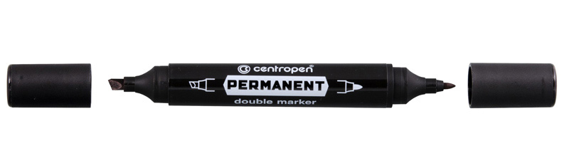 Маркер перманентний Double, двосторонній, 1-2,5мм./1-4мм., 1666, чорн. Centropen - фото 4