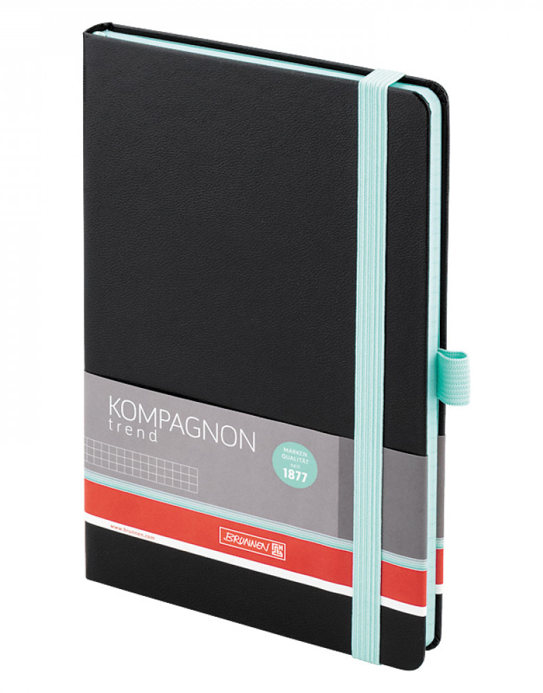 Книга записная Компаньон А5, 192страницы., бирюзовый торец, клетка, черн. Brunnen - фото 1